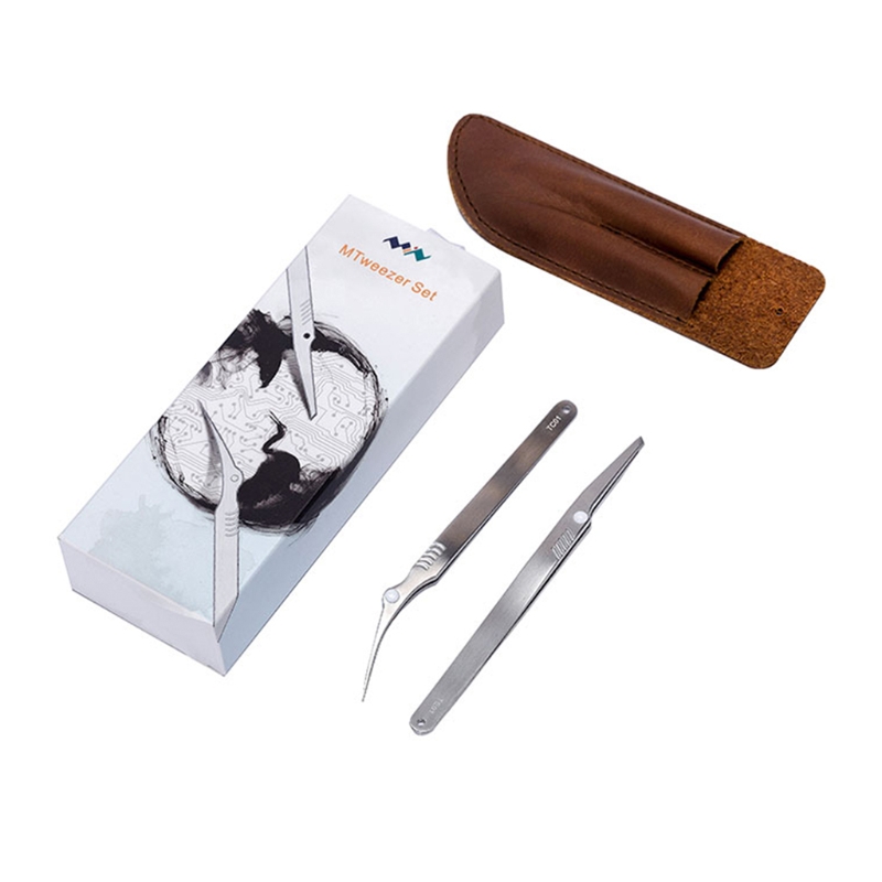 304 Stainless Steel Tweezers Set Angled Pointed Perfect Craft High Precision
