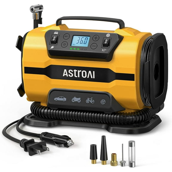 Inflador de neumáticos AstroAI 150 PSI portátil 110 V CA/12 V CC
