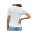 thumbnail image 5 of Womens Patchwork Short Sleeve Tops Shirt Slim Fit Casual Waffle Tee Blouse, 5 of 7