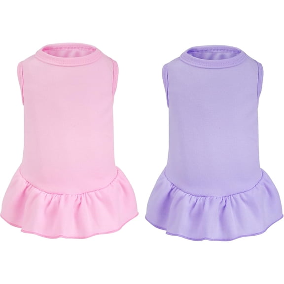 HQREA 2 Pcs Dog Dresses Cat Skirt Solid Color Dog Clothes Summer Sleeveless Puppy Girl Clothes for Small Dogs Cats