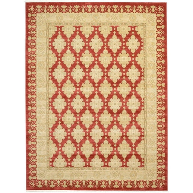 Unique Loom Edinburgh French Floral Design Rug 9' x 12' Rectangle Red/Beige