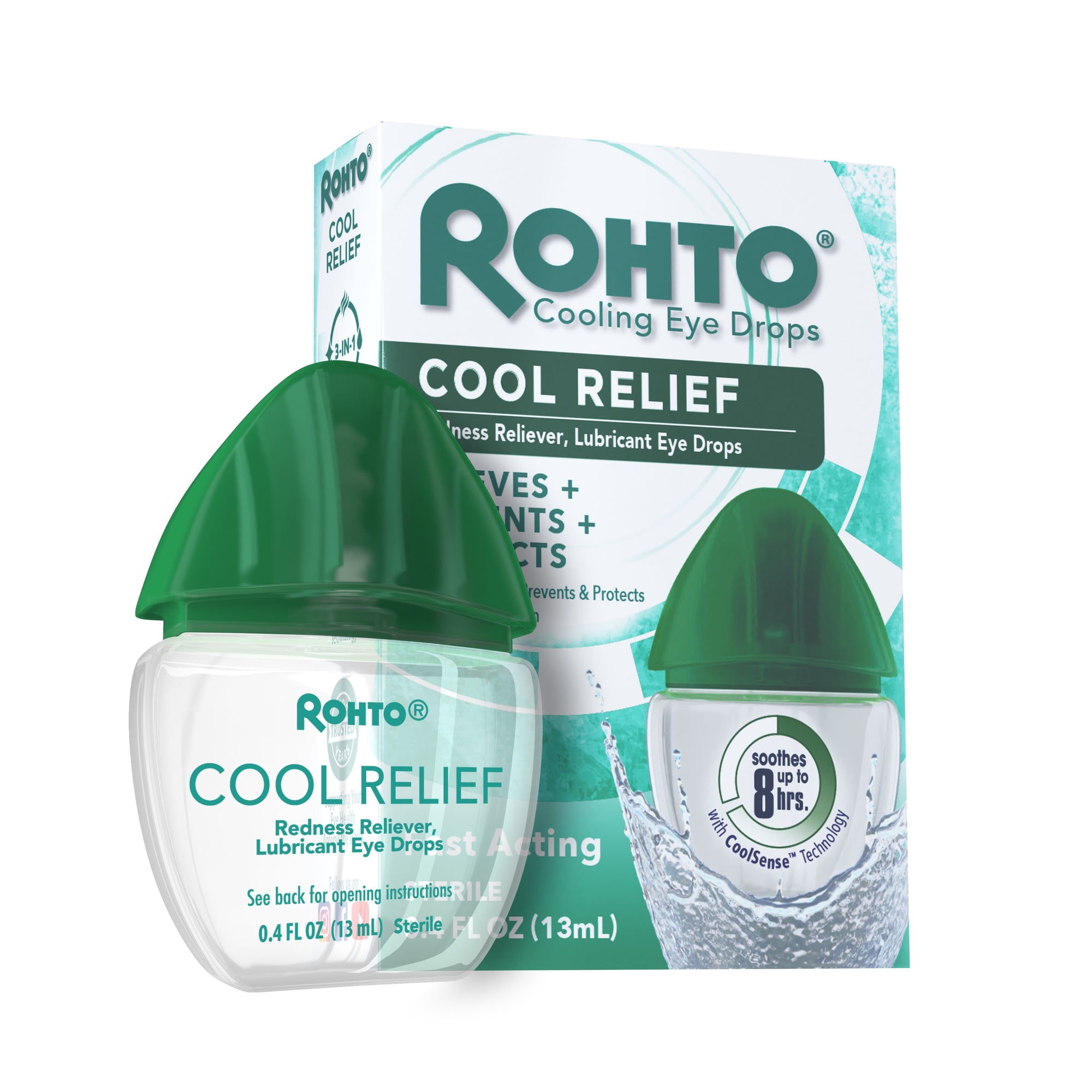 Rohto Cool Relief Redness Reliever Lubricant Eye Drops, 0.4 fl oz
