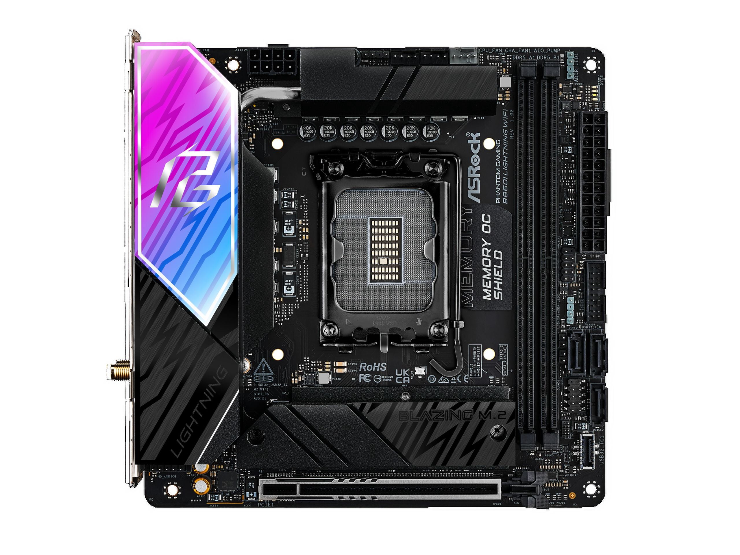 ASRock B860I Lightning WiFi LGA 1851 Intel B860 SATA 6Gb/s Intel Core Ultra DDR5 Mini ITX Motherboard