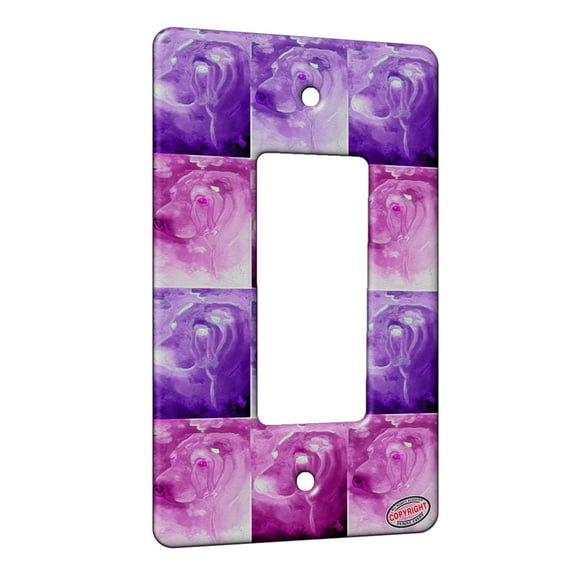 KuzmarK™ 1 Gang Rocker Wall Plate - Chinese Shar Pei Fawn Horsecoat Head Study Electric Art by Denise Every