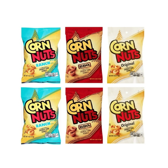 Corn Nuts Classic Flavors 4oz Size - 2 of Each Original, BBQ and Ranch Pack of 6