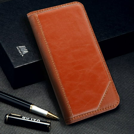 - Apple iPhone XR (6.1 Inch) - Phone Case Genuine Leather Flip Wallet Folio Cover Stand Pouch Book MyJacket Brown Phone Case for Apple iPhone Xr (6.1
