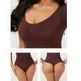 thumbnail image 6 of Viluyesy Shapewear for Womens, Tummy Control Short Sleeve Seamless Slim Fit Yogo Trainer Thong Bodysuit Coffee 3XL, 6 of 7