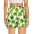 thumbnail image 4 of Vsdgher Green Kiwi Print Women's Running Double Layer Shorts High Waisted with Pockets Elastic Yoga Workout Athletic Gym Sports, 4 of 8