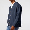 thumbnail image 4 of Resicozy Mens Cardigan Sweater Waffle Knit Long Sleeve Cardigan Open Front Lightweight Casual Button Down Cardigan Navy XL, 4 of 5