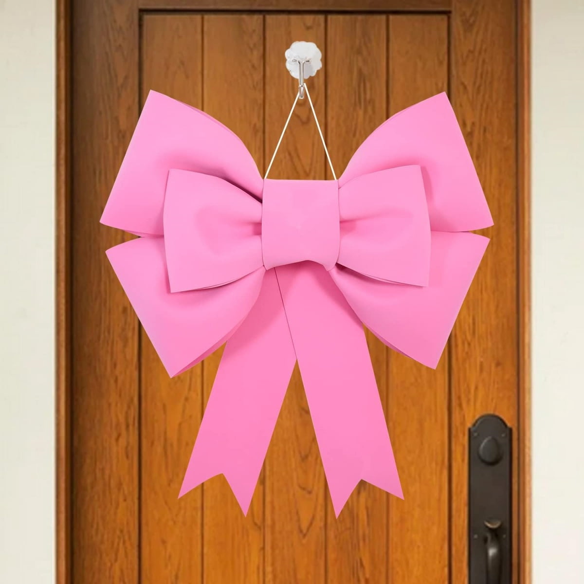 19.7x23.6In Big Pink Bow,Large Valentine's Day Bows for Wreath,Reusable Classic Outdoor Ornament for Home,School,Party