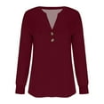 thumbnail image 5 of Blouses for Women Dressy Casual, Yigetop Women Fashion Casual Long Sleeve Buttons Solid Color Tops Shirts Blouses Tops Oversized Blouses for Women Brick Red XL, 5 of 7