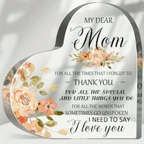 Birthday Gift For Mom Heart-Shaped Acrylic Keepsake, "My Dear Mom" Thank You Gift From Daughter, Floral Design For Mom Women, Mother Appreciation Gift Mothers Day Gift Home Decoration