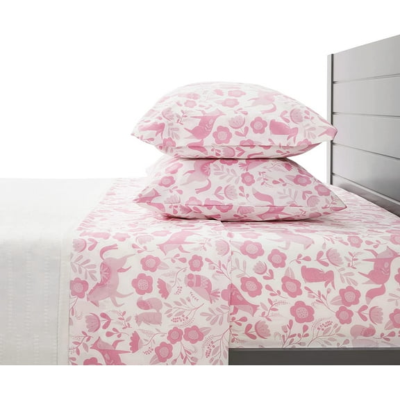 WTPDR Twin Bed Sheet Set - 3 Piece Premium Sheets and Pillowcase Set, Super Soft Cooling Luxury Bedsheets - Pink Folktale Animals