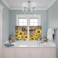 thumbnail image 3 of 2 Panels Kitchen Tier Curtains 39 Inch Length, Yellow Sunflowers Grommets Window Treatment Curtain, Vintage Country Wood Grain Oil Painting Thermal Curtains Drapes for Living Room/Bathroom, 3 of 9