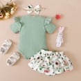 thumbnail image 4 of 3PCS Newborn Toddler Baby Girls Button Romper Tops + Floral Tutu Short Pants Outfits 0-18M, 4 of 10