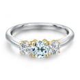 thumbnail image 3 of Gem Stone King 10K Two Tone Gold Sky Blue Topaz and Lab Grown Diamond Engagement Ring for Women | 1.24 Cttw | Round 5MM | Gemstone November Birthstone | Size 9, 3 of 6