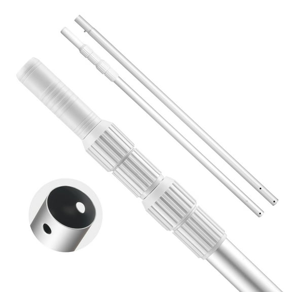 KFFKFF Telescoping Pool Pole, Adjustable 3.4 to 12 Ft Cleaning Tool for Swimming Pools, Durable Extension Pole Compatible with Skimmer Nets, Rakes, Brushes, and Vacuum Heads