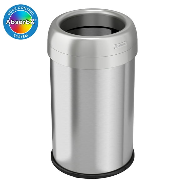 iTouchless Stainless Steel 13 Gallon Dual-Deodorizer Round Open Top Trash Can OL13STR