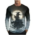 thumbnail image 2 of Nmnitkp Long Sleeve Shirts for Men Fashion Casual Mens Sweatshirt Halloween Print Sports Round-Neck Blouses High-Quality Fabric Shirts Gray,M, 2 of 5