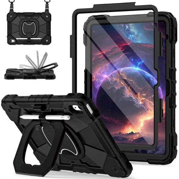 Scnioy Funda Para Ipad (A16) De 11.ª Generación De 11 Pulgadas (2025) / Ipad De 10.ª Generación De 10,9 Pulgadas (2022) Con Soporte Giratorio 360, Protector De Pantalla, Soporte Para Bolígrafo, Correa