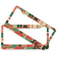 thumbnail image 2 of License Plate Frame Joyful Christmas Patchwork License Plate Cover Front Plates Frames Car Tag Frame 2 Pcs Set Christmas Aluminum Metal License Plate Cover for Women, 2 of 6