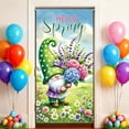 thumbnail image 5 of YaoZQ Hello Spring Door Cover, Garden Elf with Flowers and Butterfly Banner, Seasonal Front Porch Entryway Decoration, Green, 35 x 71 in, 5 of 7