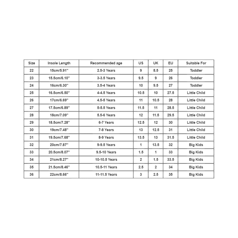 Stride rite hot sale size chart