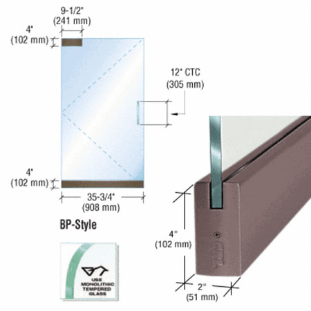 - CRL Dry Glazed Frameless Glass 3'-0