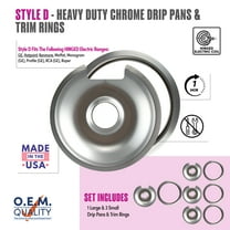 Range Kleen Style D Heavy Duty Chrome Drip Pans and Trim Rings Set, 8 Pack 3 small and 1 large each