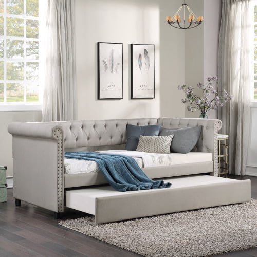 Oaktree Upholstered Tufted Sofa Bed, Sofa Bed With Trundle And Storage