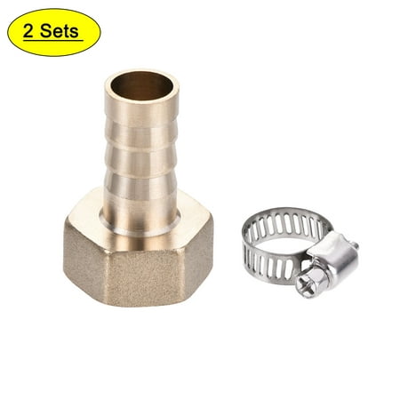 

Uxcell 12mm Barbed x G1/2 Female Barb Hose Fitting Brass with Hose Clamp 2Set