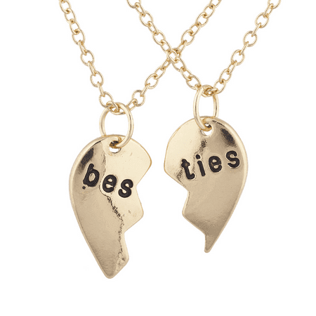 Friends Forever Heart - Lux Accessories Goldtone Besties Best Friends Forever Broken Heart Necklace 2PC