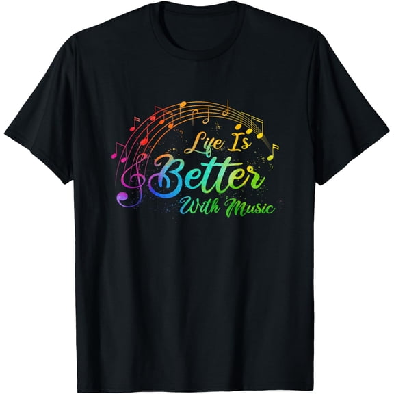 Premium model-Unisex-100% cotton-Life Is Better With Music Notes Teen Girl Women Musician T-Shirt