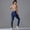 Dark Blue, variant on SKQIT Workout Sets for Women 2 Piece Backless Strappy Sports Bra Leggings Matching Set Yoga Outfits