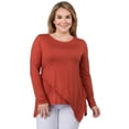 thumbnail image 1 of Women's Long Sleeve Asymmetrical Hem Tunic Top -Plus Size, RUST, 2XL, 1 of 4