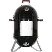 MFSTUDIO 18" Vertical Smoker and BBQ Grill, Pure Porcelain-Enameled Smokey Mountain Cooker, Heavy Duty Charcoal & Woods Outdoor Grill for Smoker, Black