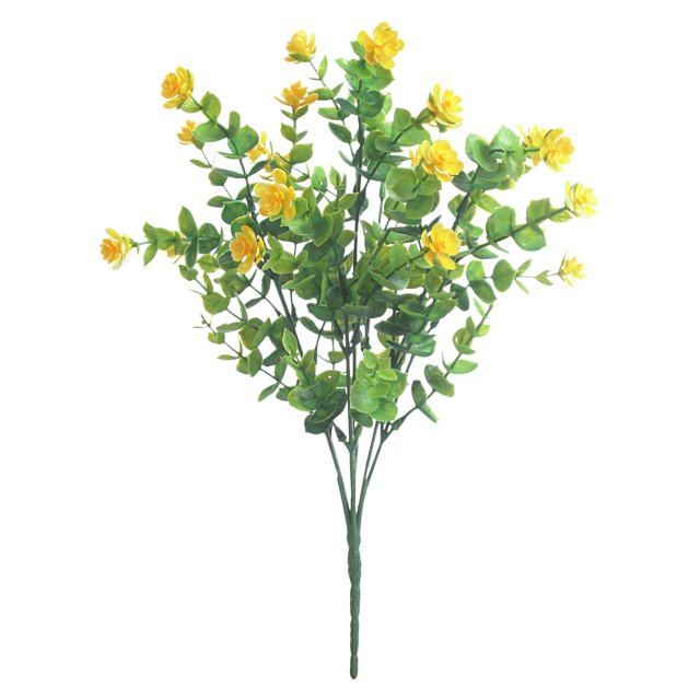 Guirnalda artificial de eucalipto, rosas, follaje y hojas de eucalipto para el hogar Amarillo