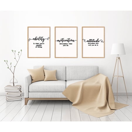 Ability Motivation Attitude Motivational Quote Poster Prints Wall Decor Set 3 Poster Only