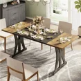 thumbnail image 3 of Bestier 70" Rectangular Dining Table for 6-8 People, Modern Farmhouse Kitchen Table with Sturdy Metal Legs, Large Industrial Wood Table for Family Gatherings, Party & Banquet, Brown, 3 of 11