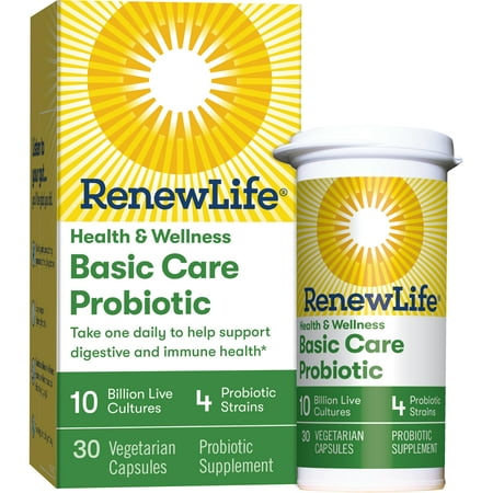 Renew Life Adult Probiotic - Basic Care Probiotic Supplement - 10 Billion CFU - 30 Vegetarian (Best Probiotic Supplement For Acne)