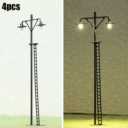 

4 x HO Scale LED Yard Light Model Train Railroad Street Station Lamp Post