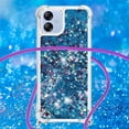 thumbnail image 5 of Long Crossbody Lanyard Clear Case for Samsung Galaxy A04E with Adjustable Neck Strap, Glitter Sparkly Bling Quicksand Phone Cover Cases for Samsung Galaxy A03 / A04E / M04 /F04 QKG Blue, 5 of 14