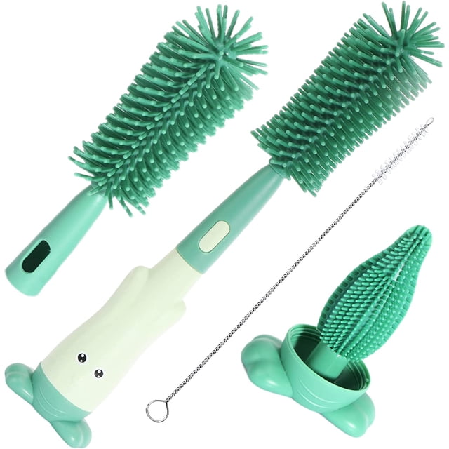 Cepillo para biberones 3 en 1 con cepillo para limpiar biberones, cepillo para chupete y cepillo para pajita - Juego de cepillos para biberones para biberones Botellas de agua Tazas, sin rasguños TUNC Sencillez