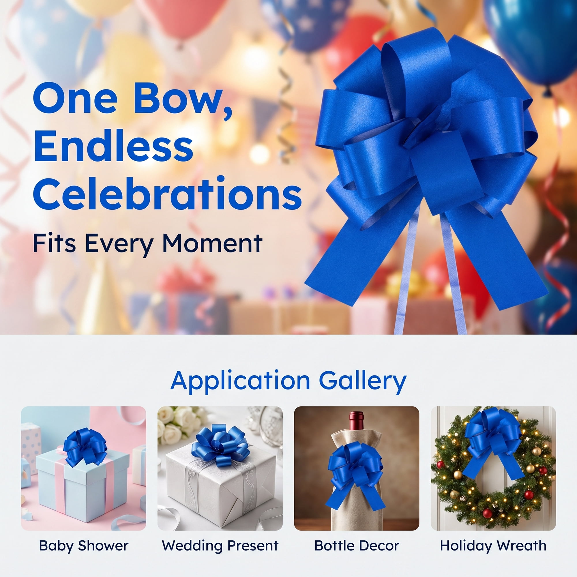 Unique Bargains Multi-Layered Star Bows for Decoration and Gift Wrapping Purposes Blue