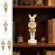 thumbnail image 1 of Figuritas de conejito de Pascua, decoración de conejos de resina tambor, set de 2 adornos blancos de 6,9 pulgadas, centro de mesa con repisa de mesa Regalo navideño de primavera, 1 of 6