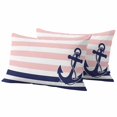 thumbnail image 2 of Pack of 2 Outdoor Pillow Covers 20x12 Inch Waterproof Anchor Pink Throw Pillow Covers,Decorative Couch Pillow Case Sham Modern Navy Blue White Striped Nautical Patio Garden Pillowcases Cushion Covers, 2 of 8