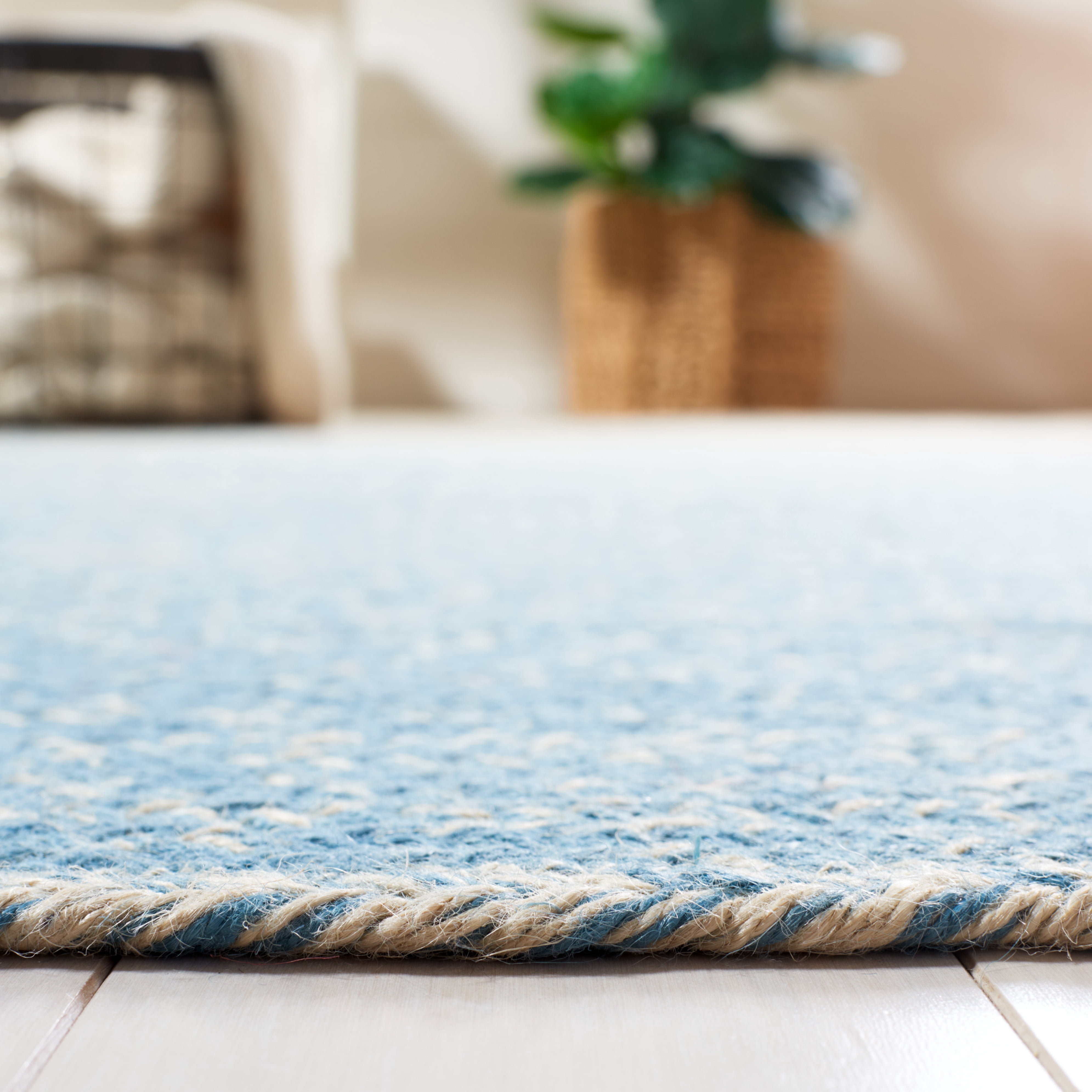 SAFAVIEH Natural Fiber Arda Gradient Runner Rug, Natural/Light Blue, 2'3" x 8'