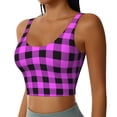 thumbnail image 2 of Goofa Purple Black Buffalo Plaid Printed Sports Bras for Women, High Impact Running Bra Workout Crop Tank Tops Longline Sports Bra Push up-X-Large, 2 of 9