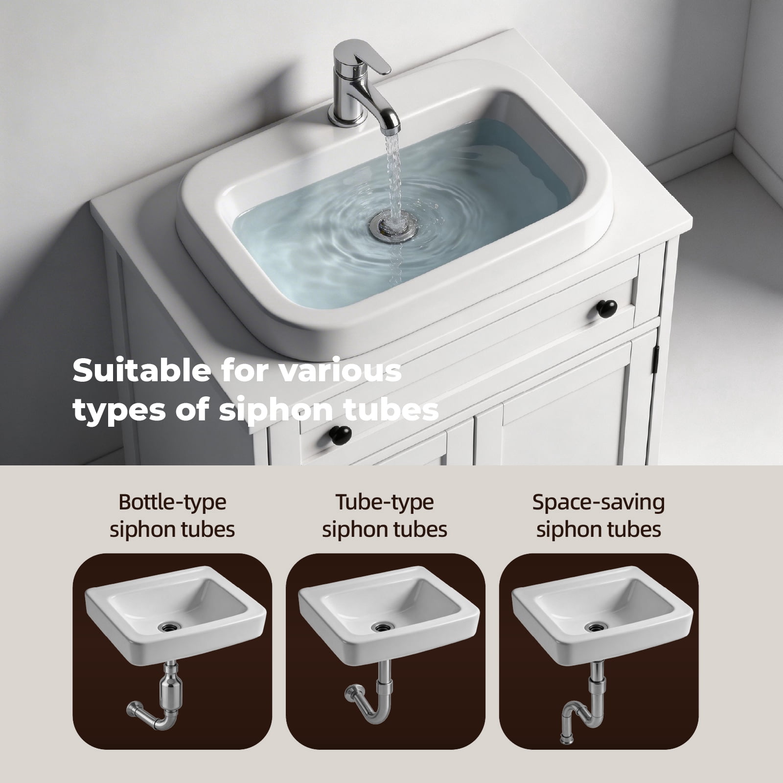 Ktaxon Bathroom Vanity Cabinet, Under Sink Pedestal w/ One Drawer and Two Doors, Wall - mounted Drainage, White