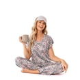 thumbnail image 4 of Fantaslook Flower Womens Pajamas Sets Two Piece Casual Lounge Sets Ruffle Sleeve Tops Wide Leg Pants with Pockets Summer Sleepwear Travel Outfits, 4 of 8